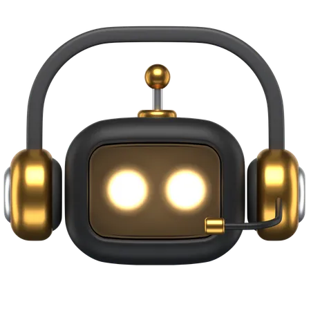 3 D Icon Of A Robot Head With Headset 3D Icon