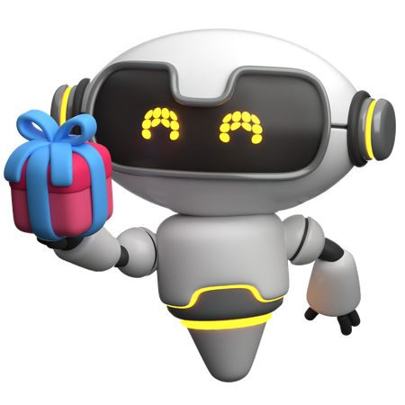 Boîte-cadeau tenant un robot  3D Icon