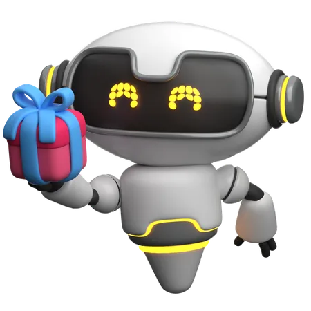 Boîte-cadeau tenant un robot  3D Icon