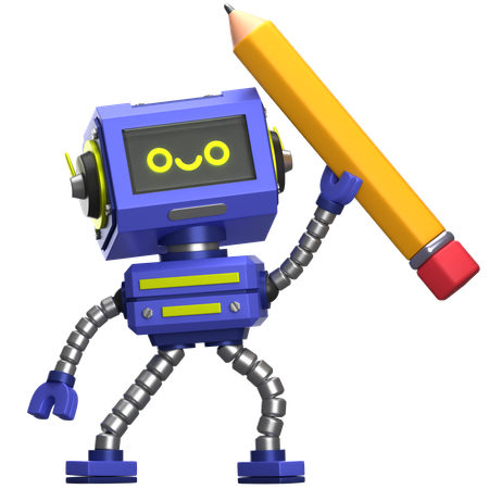 Robot tenant un crayon  3D Icon