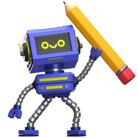 Robot tenant un crayon  3D Icon