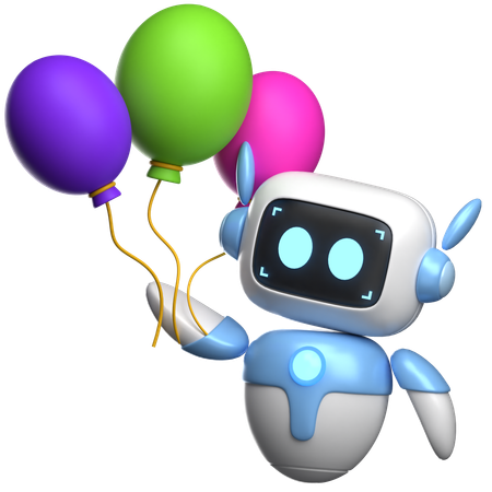 Robot tenant des ballons  3D Illustration