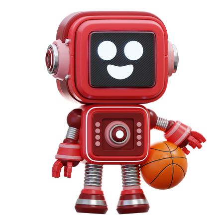 Robot tenant un ballon de basket  3D Illustration