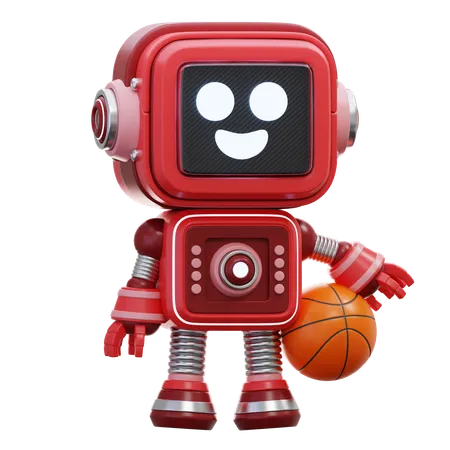 Robot tenant un ballon de basket  3D Illustration