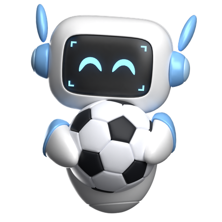 Robot tenant un ballon de football  3D Illustration