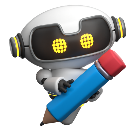 Robot tenant un crayon  3D Icon