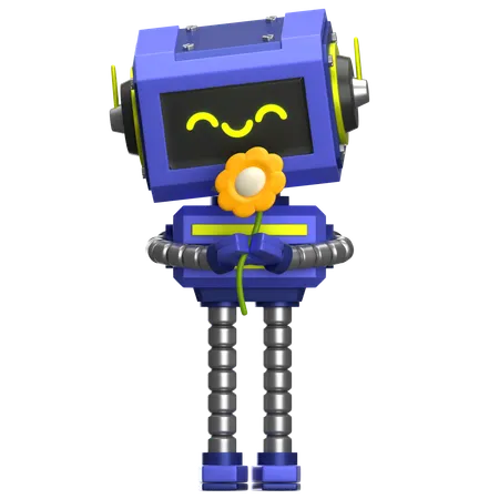 Robot tenant une fleur  3D Icon