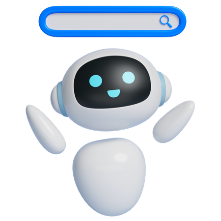 Robot That Pops Up A Search Bar  3D Icon