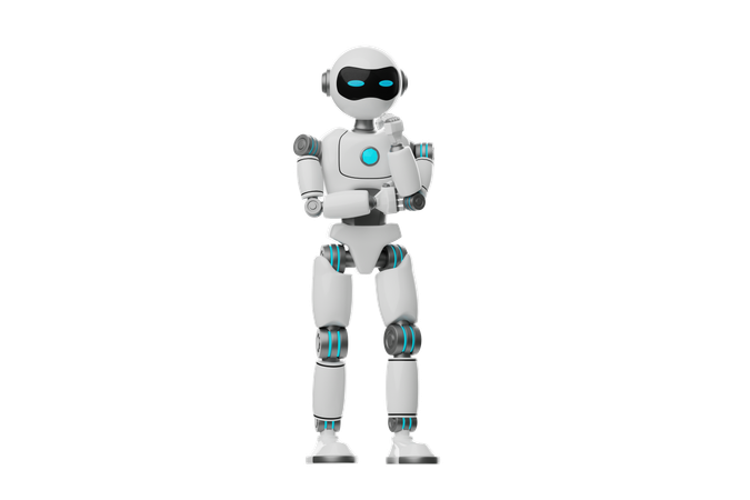 Robot thinking pose with hand on chin  3D Icon