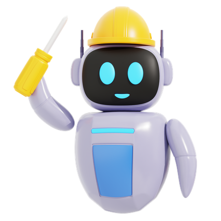 Trabajador robot con destornillador  3D Icon