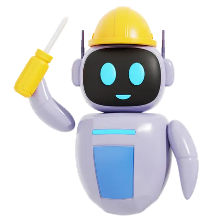 Trabajador robot con destornillador  3D Icon