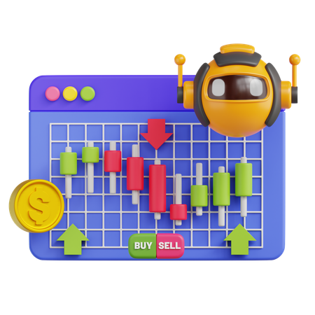 Robot Trading  3D Icon