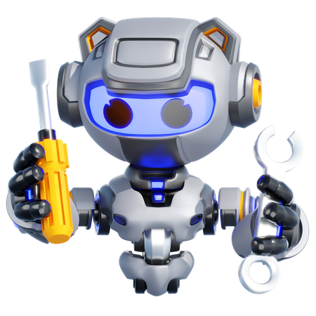 ROBOT UNDER MAINTENANCE  3D Illustration