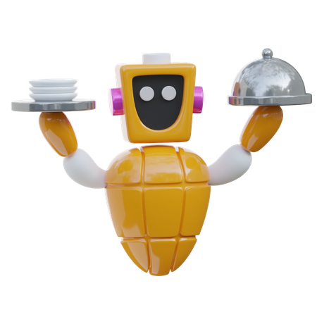 Robot Waiter  3D Icon