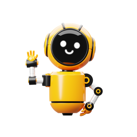 Robot waiving hand  3D Illustration