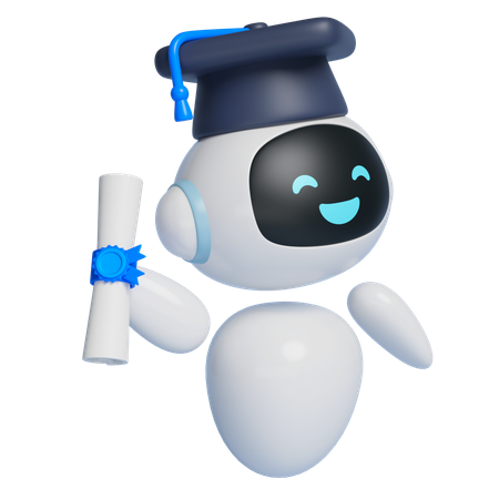 Robot Wearing A Graduation Cap  3D Icon