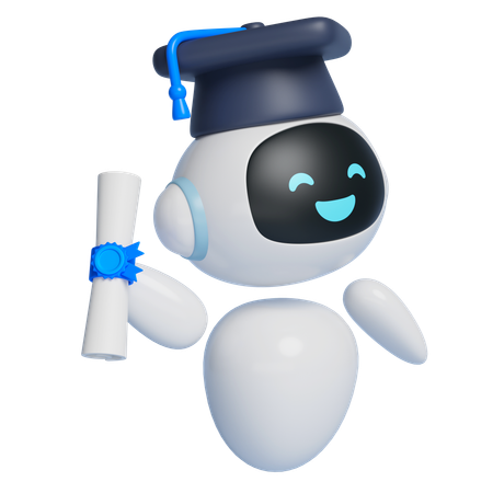 Robot Wearing A Graduation Cap  3D Icon
