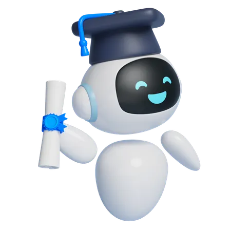 Robot Wearing A Graduation Cap  3D Icon