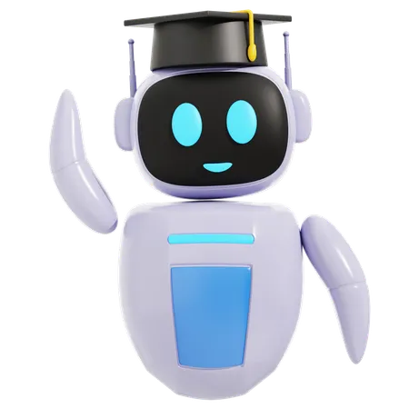 Robot Wearing Graduation Cap  3D Icon