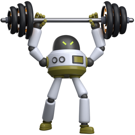 Robot Weight Lifting  3D Illustration