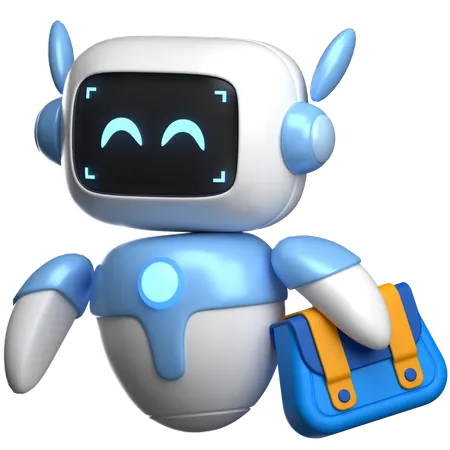 Robot With A Briefcase  3D Illustration