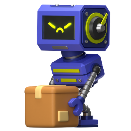 Robot with Box  3D Icon
