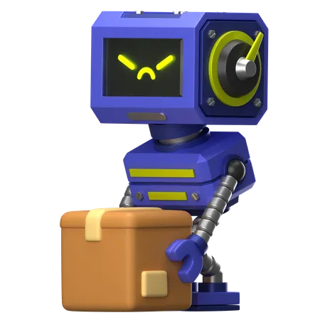 Robot with Box  3D Icon