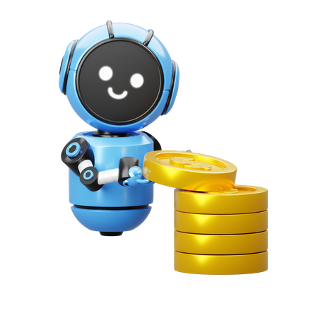 Robot With Coin  3D Icon