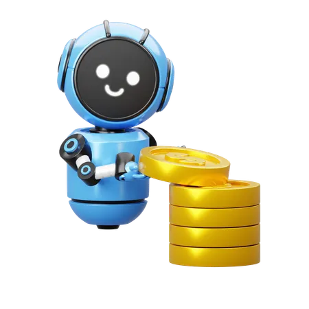 Robot With Coin  3D Icon