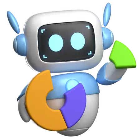 Robot With Data Shapes  3D Illustration