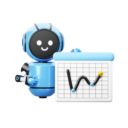 Robot With Graphic Chart  3D Icon