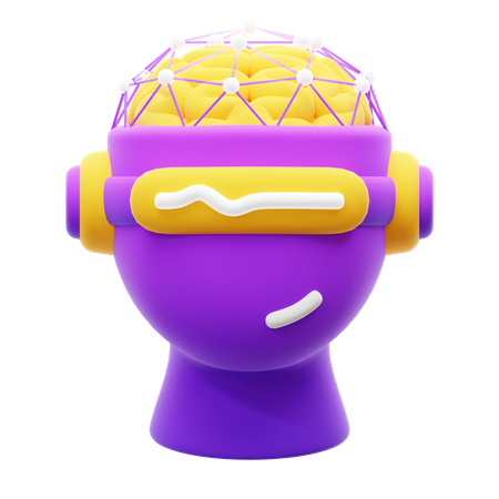 Robot With Human Brain  3D Icon