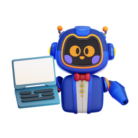 Robot With Laptop  3D Icon