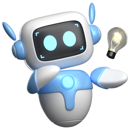 Robot With Light Bulb  3D Illustration