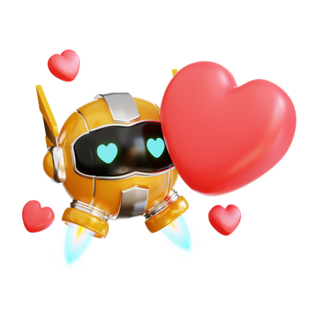 Robot with Love  3D Illustration