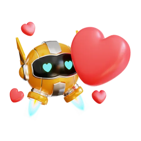 Robot with Love  3D Illustration