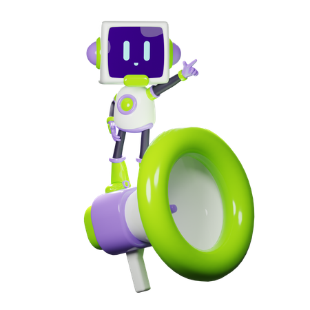 Robot with megaphone  3D Icon