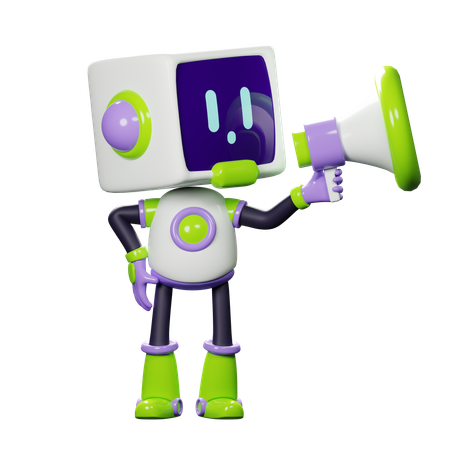 Robot with megaphone  3D Icon