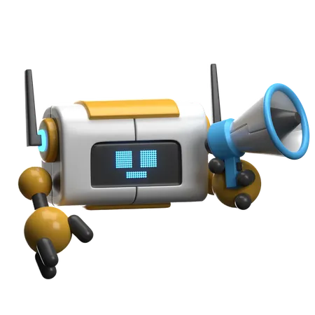 Robot with Megaphone  3D Illustration