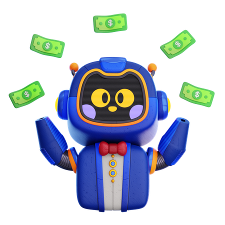 Robot With Money  3D Icon