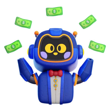 Robot With Money  3D Icon