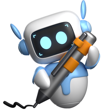 Robot With Pen  3D Illustration