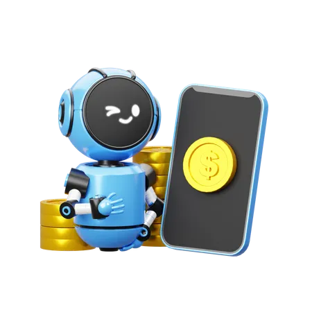 Robot With Phone  3D Icon