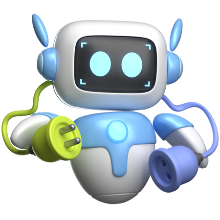 Robot With Plug  3D Illustration