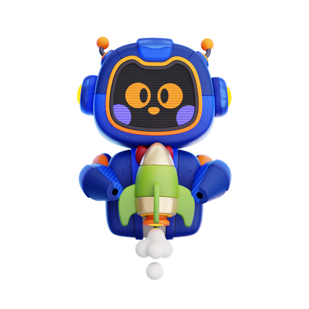 Robot With Rocket  3D Icon