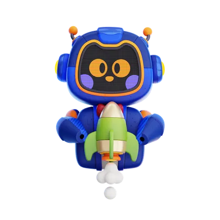 Robot With Rocket  3D Icon