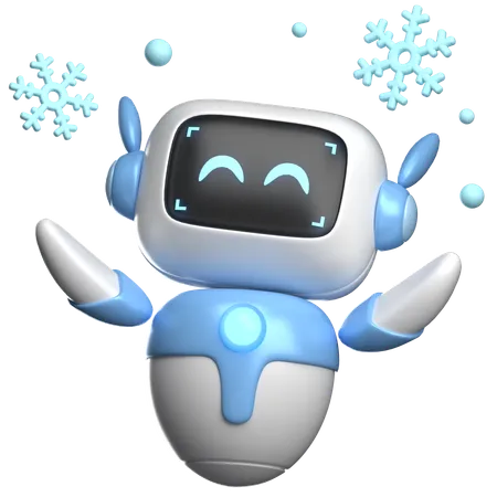 Robot With Snowflakes  3D Illustration