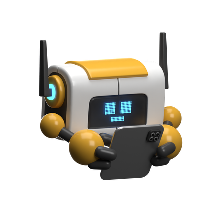 Robot with Tablet  3D Illustration