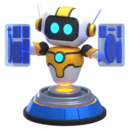 Robot With Virtual Screen  3D Icon