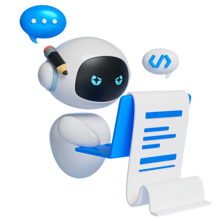 Robot Writing On Laptop  3D Icon